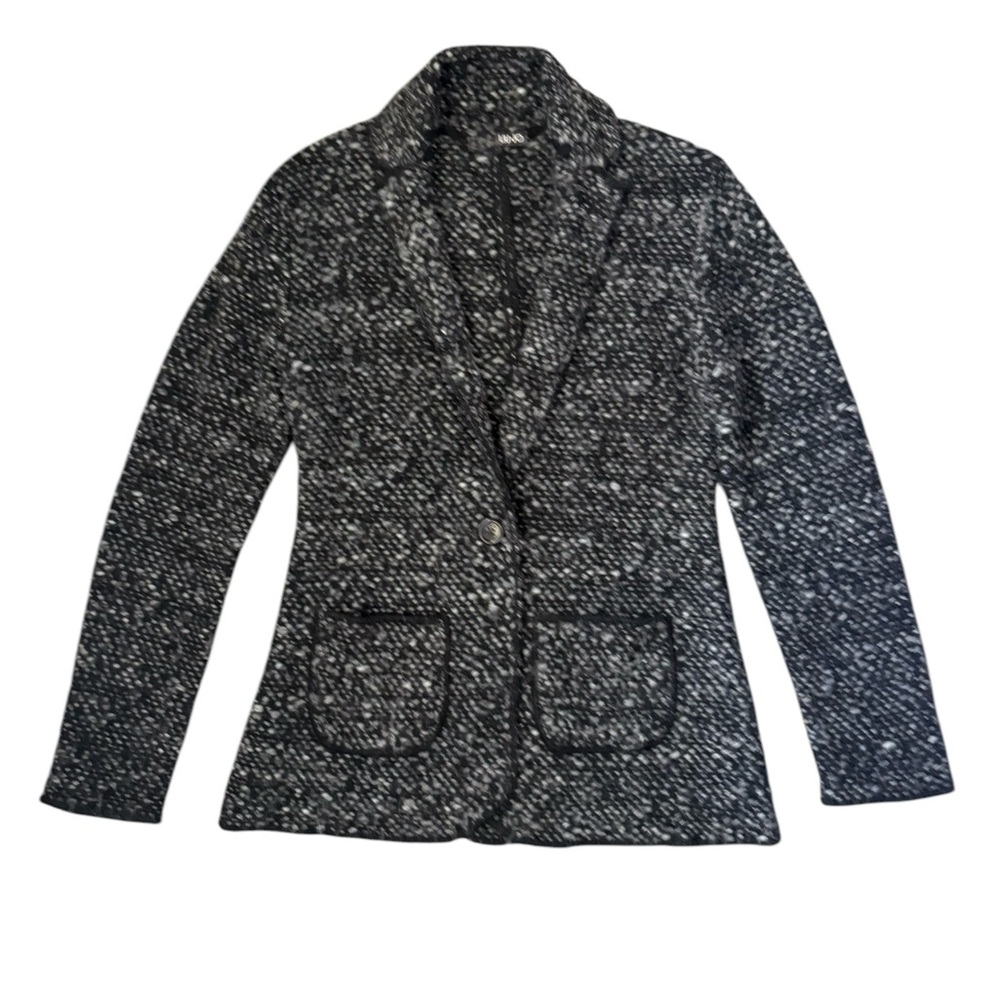 Liu Jo Made in Italy Wool Blend Black and Gray Knit Textured Blazer Size IT 44